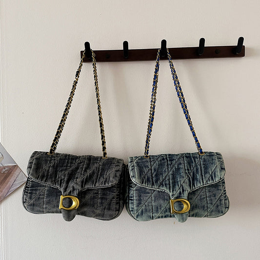 Women's Retro Distressed Denim Underarm Fashion Commuter Women's Shoulder Bag