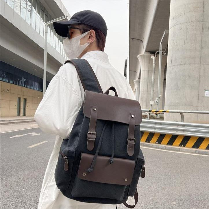 Men's Canvas High Sense Fashion Computer Retro Leisure Backpack