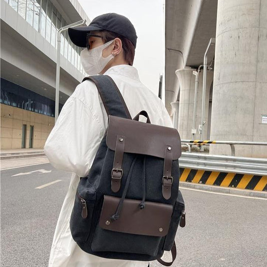 Men's Canvas High Sense Fashion Computer Retro Leisure Backpack