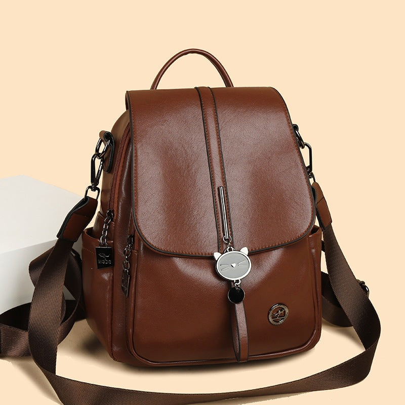 Women's Fashion Trend Simple Versatile Large Capacity Soft Backpacks