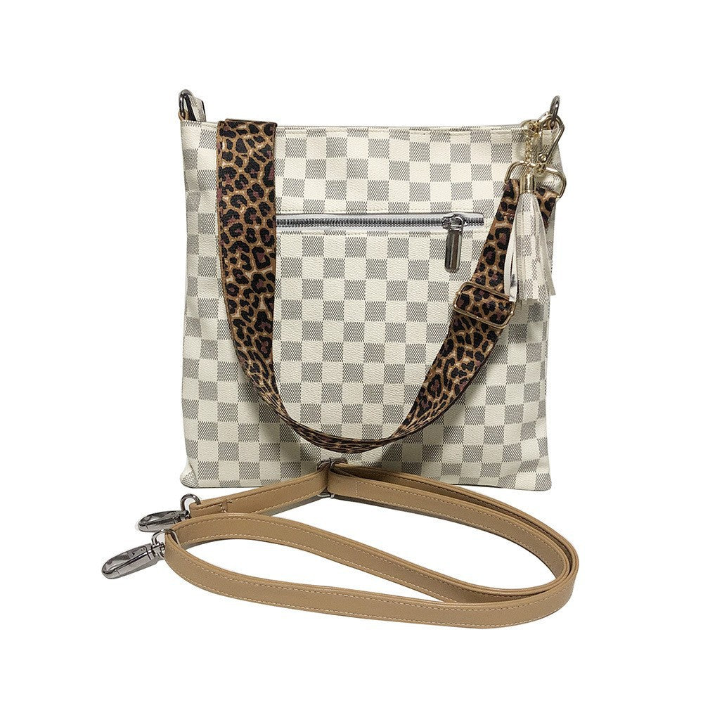 Glamorous Women's Plaid Leopard Strap Trendy Shoulder Bags
