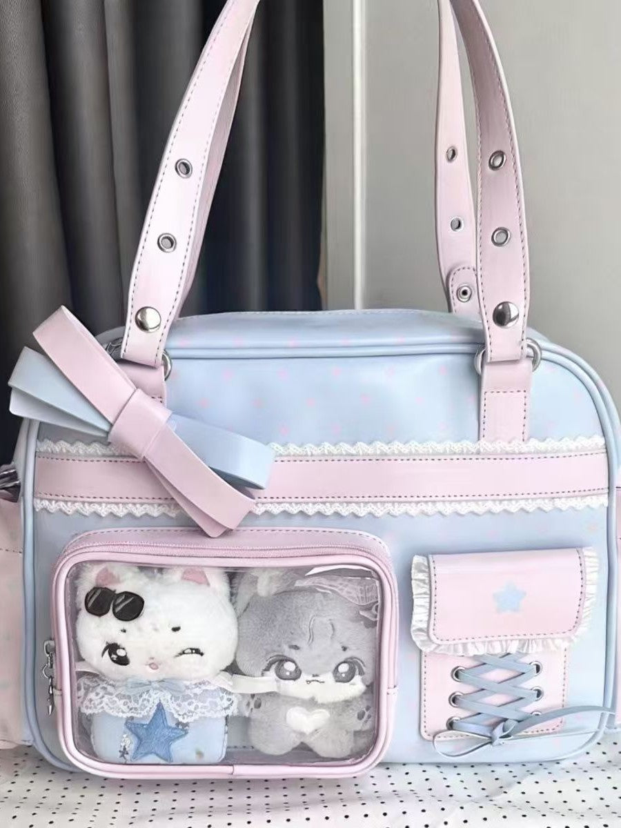 Hidden Light Cartoon Commuter Double Star Women's Backpack