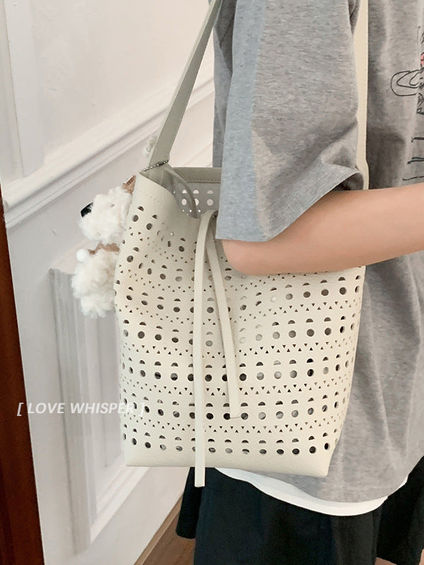 Women's Summer Fashion Underarm Simple Hollow Large Bucket Bags