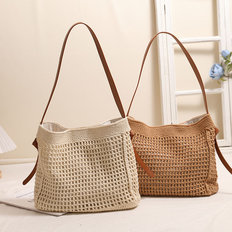 Cotton Thread Woven Hollow Shopping Fashion Women's Shoulder Bag