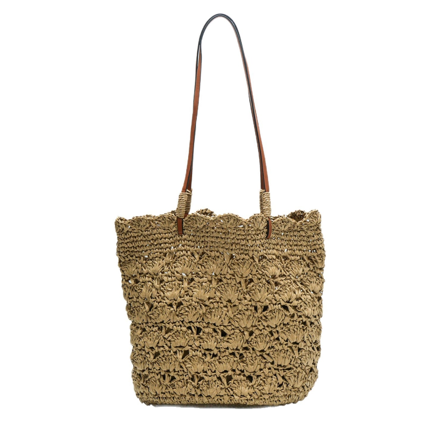 Women's Hollow Straw Handmade Crochet Woven Large Capacity Portable Seaside Tote Bag