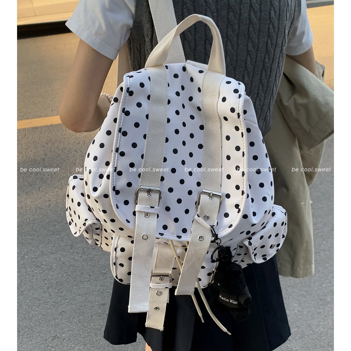 Women's Style Preppy Leisure Canvas Polka Dot Backpacks