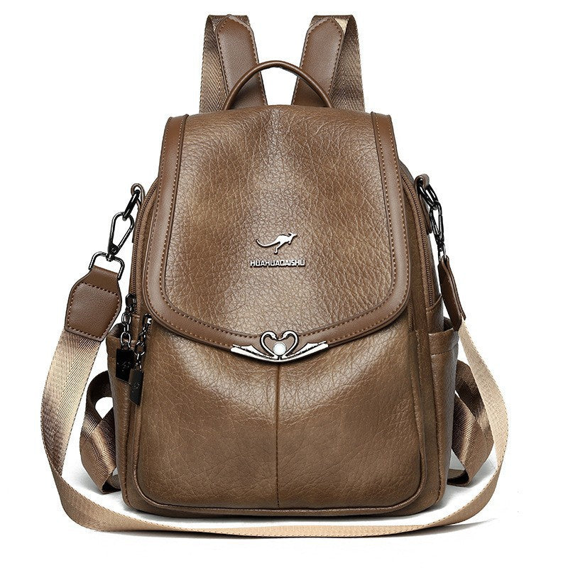 Fashion Retro Soft Leather Large Capacity Women's Backpack
