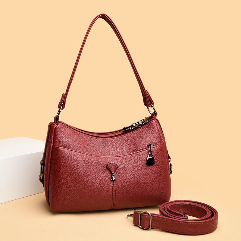 Women's Mother Elegant Authentic Leather Tactile Feel Women's Shoulder Bag