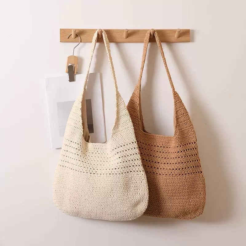 Women's Summer Cotton Thread Woven Seaside Vacation Beach Large Capacity Women's Shoulder Bag