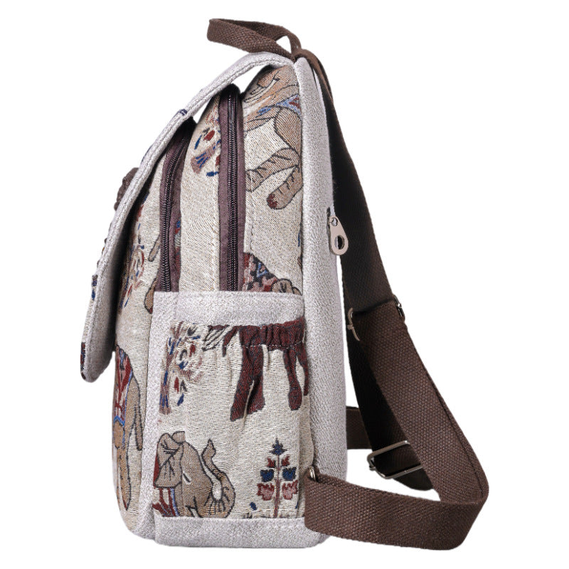 National Fashion Ethnic Style Canvas Retro Artistic Large Travel Bags