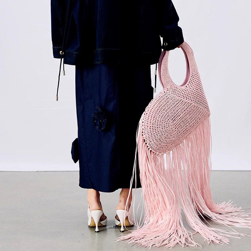 Tassel Woven Fashionable Love Heart Hand Female Personality Women's Handbag