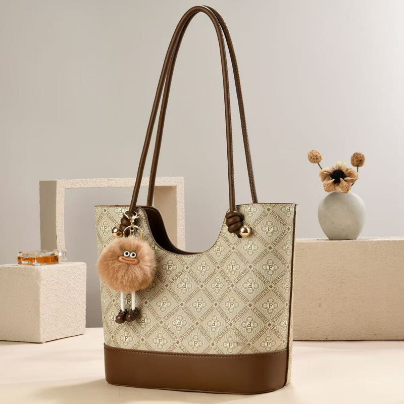 Plaid Daisy Print Doll Ornaments Fashion Tote Bag