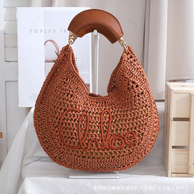 Style Hand Carrying Beach Fashion Paper String Large Capacity Women's Handbag