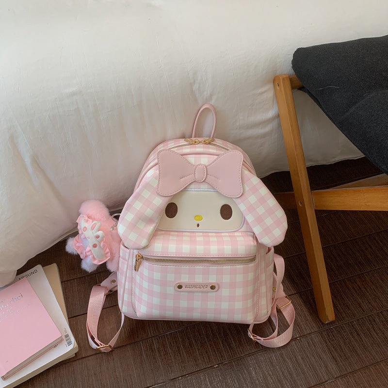 Korean Plaid Clow Large Capacity Checked Women's Backpack