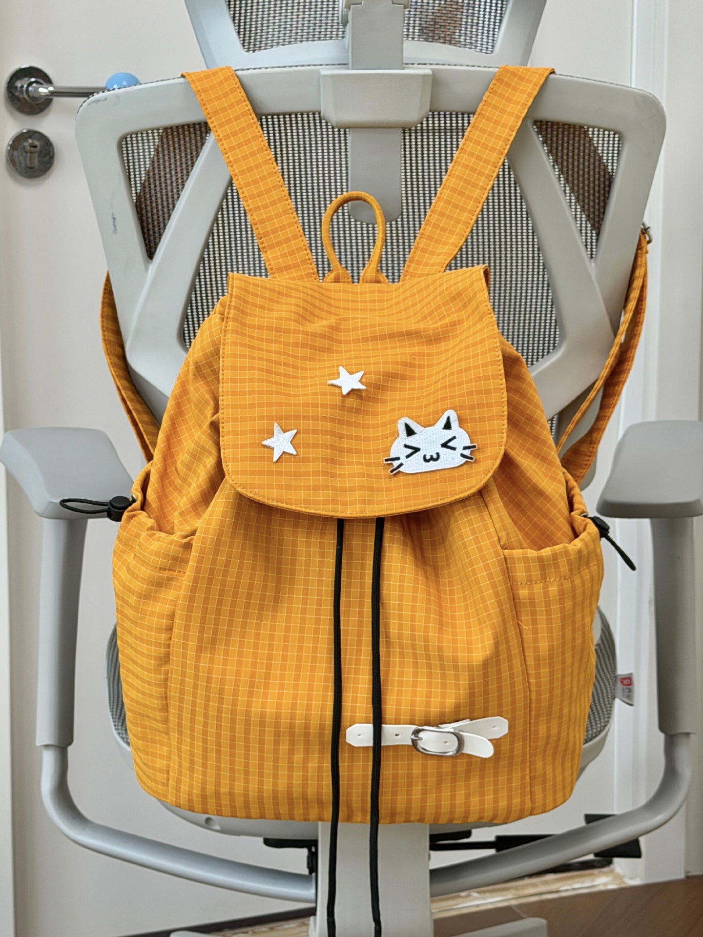 Women's Cute Cartoon Checked Junior High Lightweight Backpacks