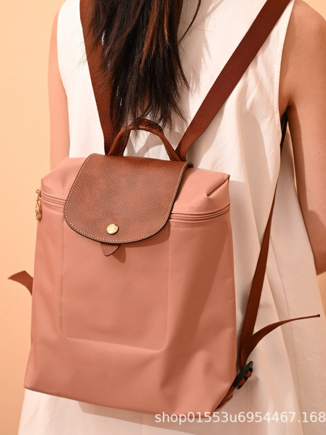 Leather Upgrade Quality Folding Nylon Waterproof Women's Backpack