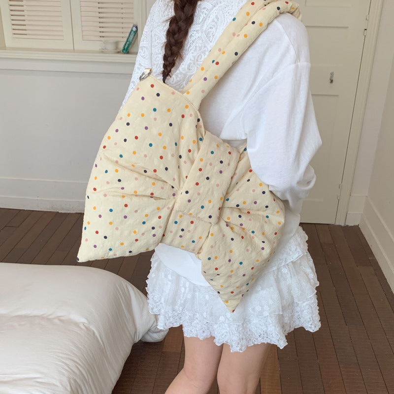 Korean Style Polka Dot Design Bow Sweet Women's Shoulder Bag