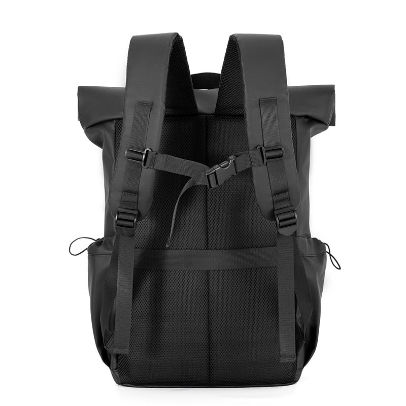 Men's Curved Edge Roll Cover Waterproof Hard-wearing Large Capacity Leisure Backpack