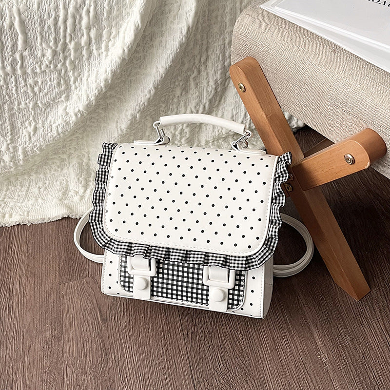 Women's Vintage Ruffled Cute Fresh Polka Dot Backpacks