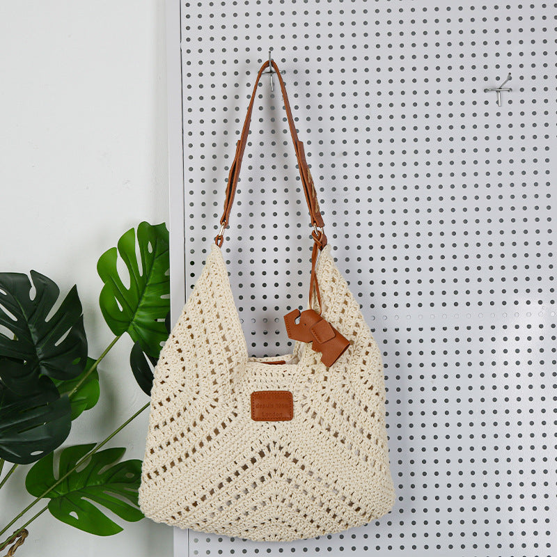 Elephant Cotton String Straw Summer Beach Drawstring Women's Handbag
