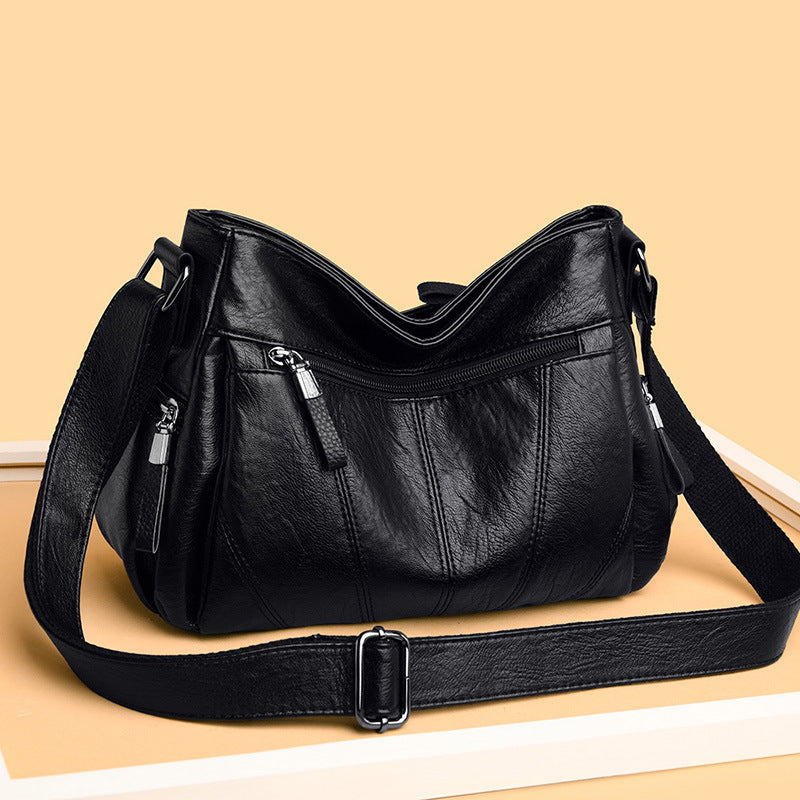 Women's Washed Soft Leather Multifunctional Large Capacity Women's Messenger Bag