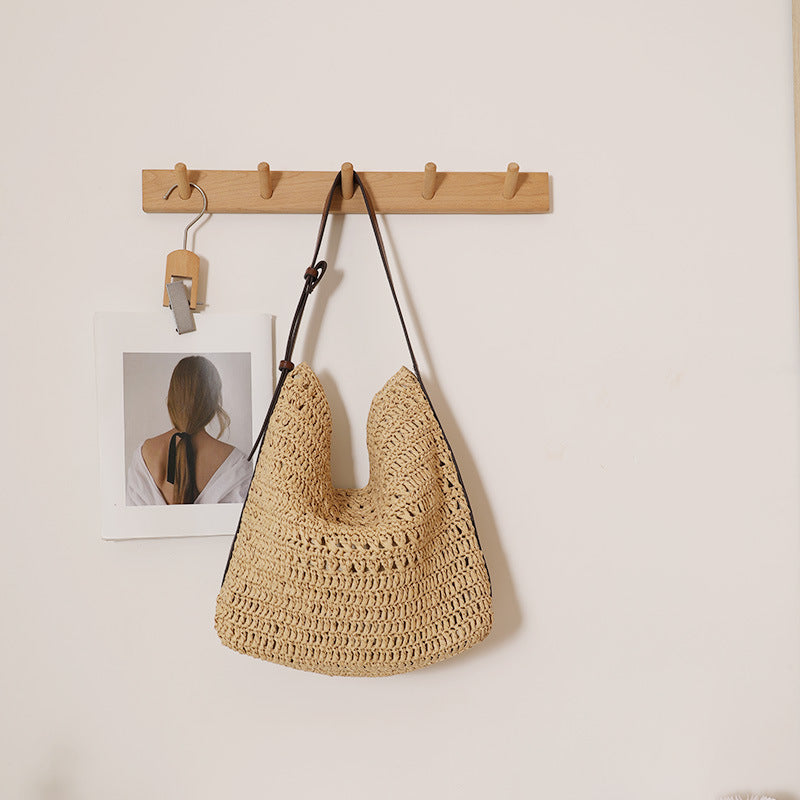 Women's Large Capacity Straw Idle Style Hollow Out Woven Women's Shoulder Bag
