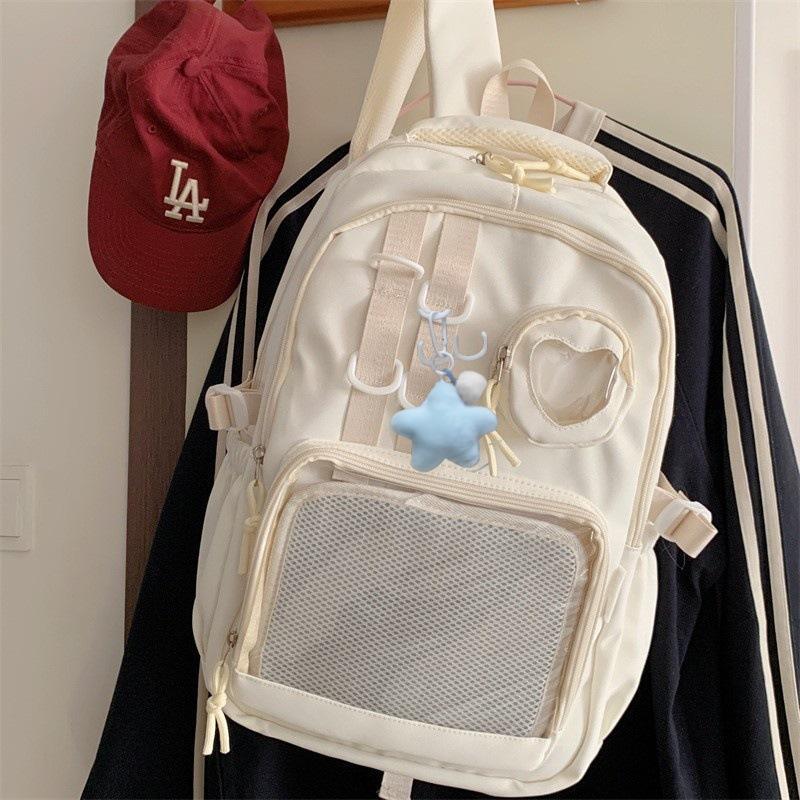Style College Transparent Solid Color Bar Cartoon Junior Senior Leisure Backpack