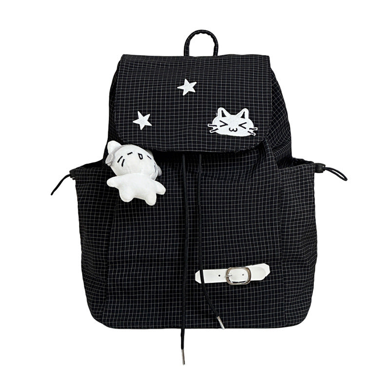 Checked Design Large Capacity Lightweight Korean Leisure Backpack