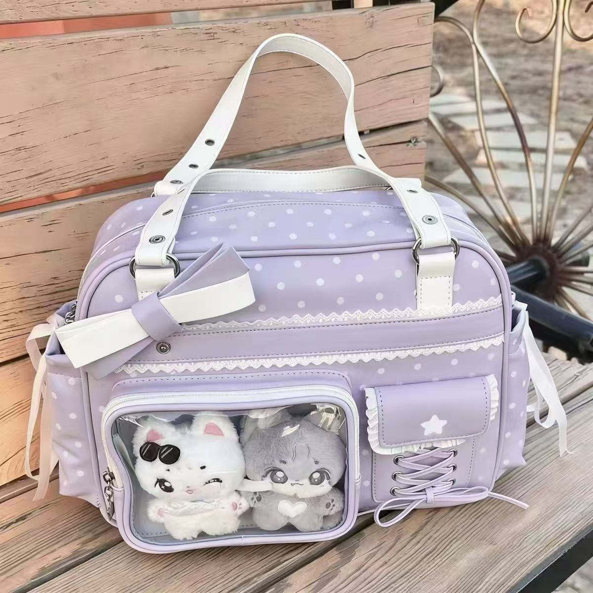 Hidden Light Cartoon Commuter Double Star Women's Backpack