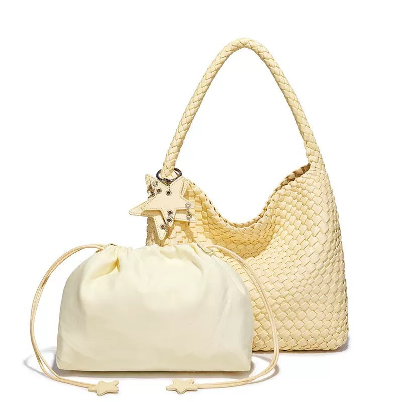Women's Gun Champagne Hand-woven Large Capacity High-grade Tote Bag