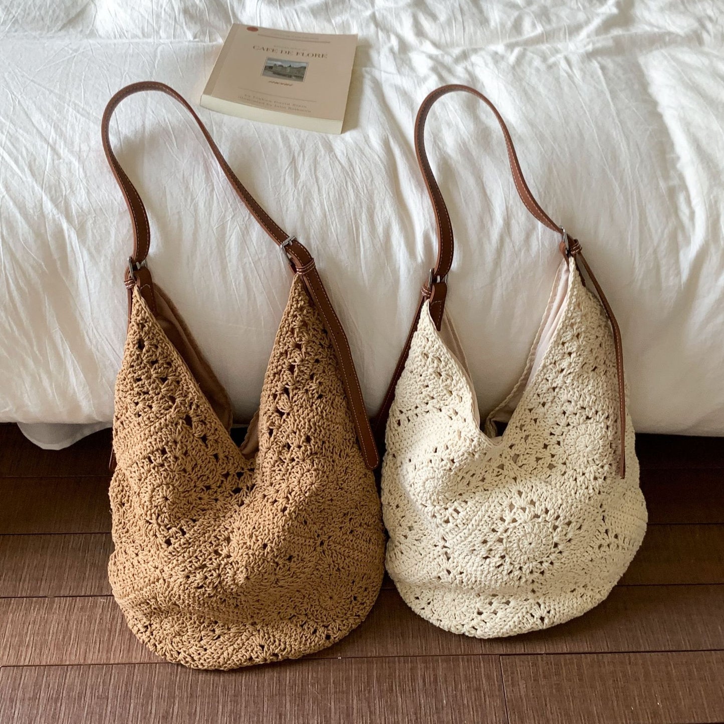 Women's Hollowed Big Trendy Summer Seaside Vacation Beach Tote Bags