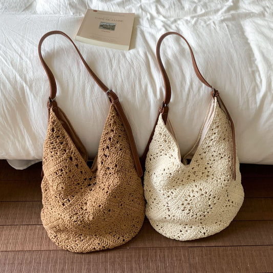 Women's Hollowed Big Trendy Summer Seaside Vacation Beach Tote Bags