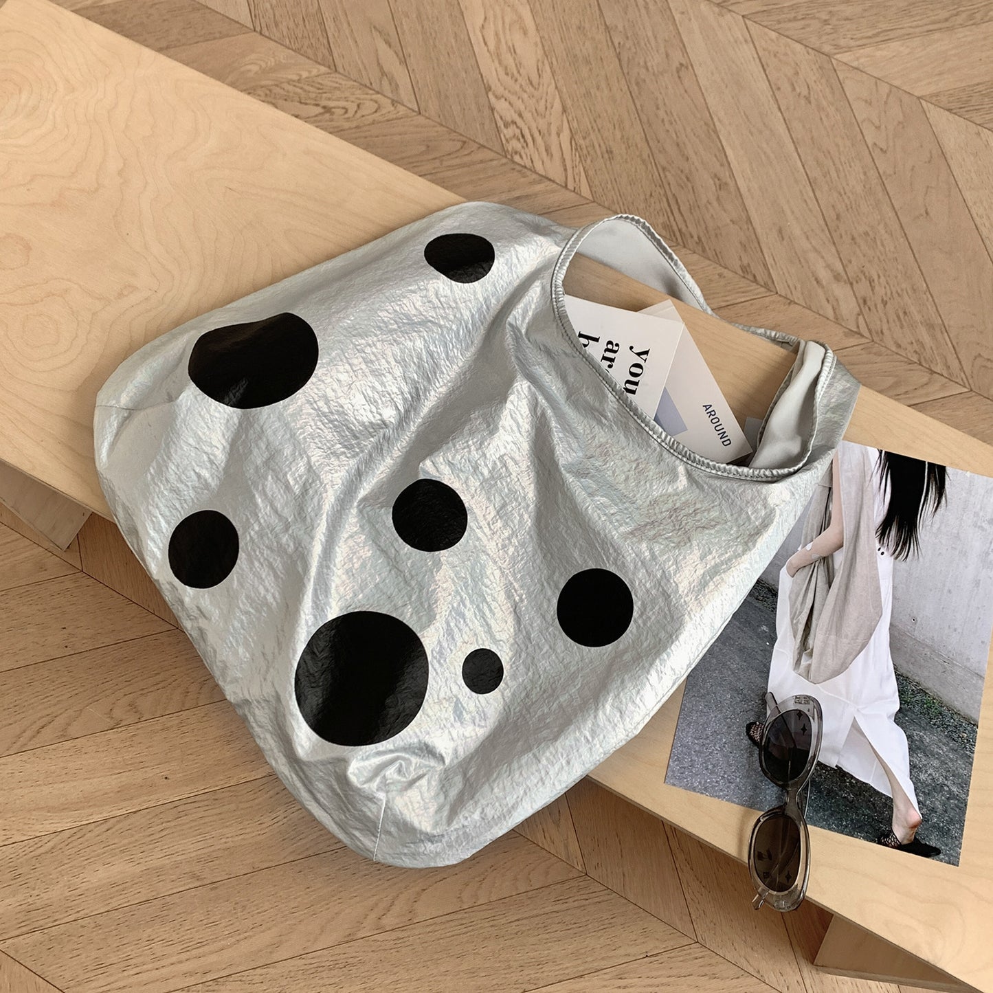 Women's Niche Polka Dot Large Capacity Lightweight Tote Bags