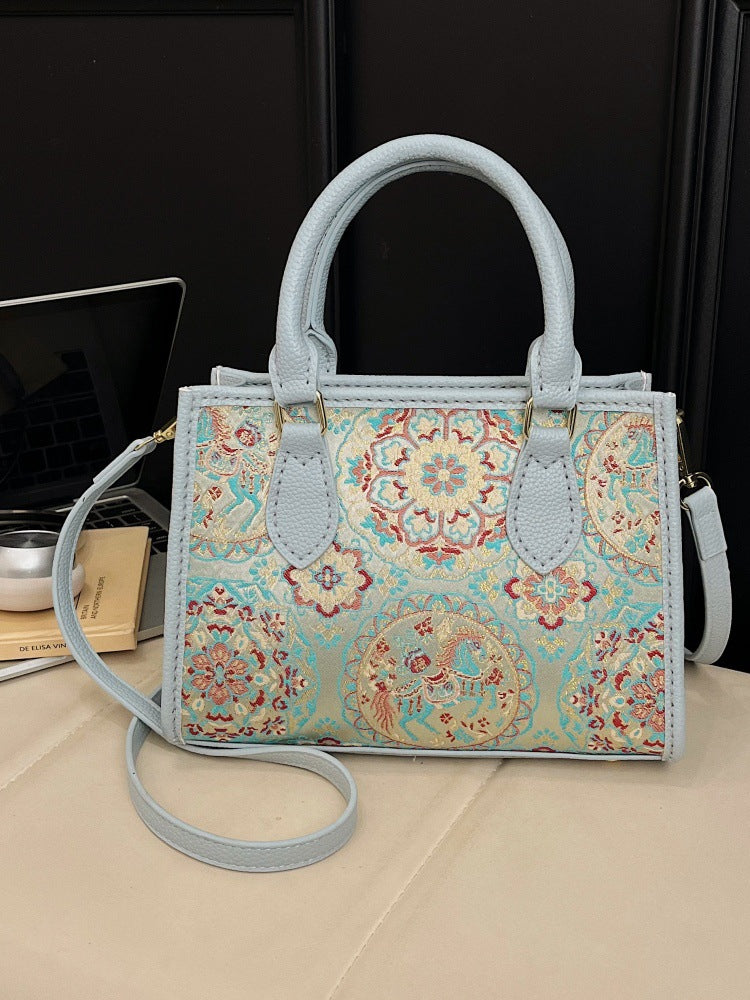 Song Dynasty Brocade Cloth Modified Female Handmade Material Chinese Tote Bag