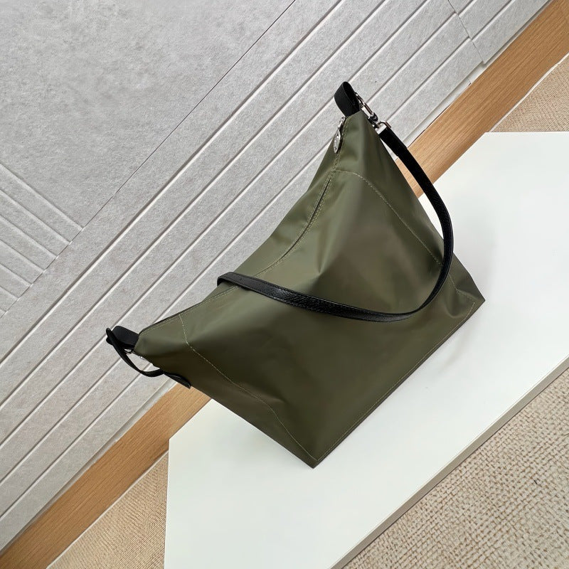 Women's French Large Capacity Nylon Chic Cowhide Women's Shoulder Bag