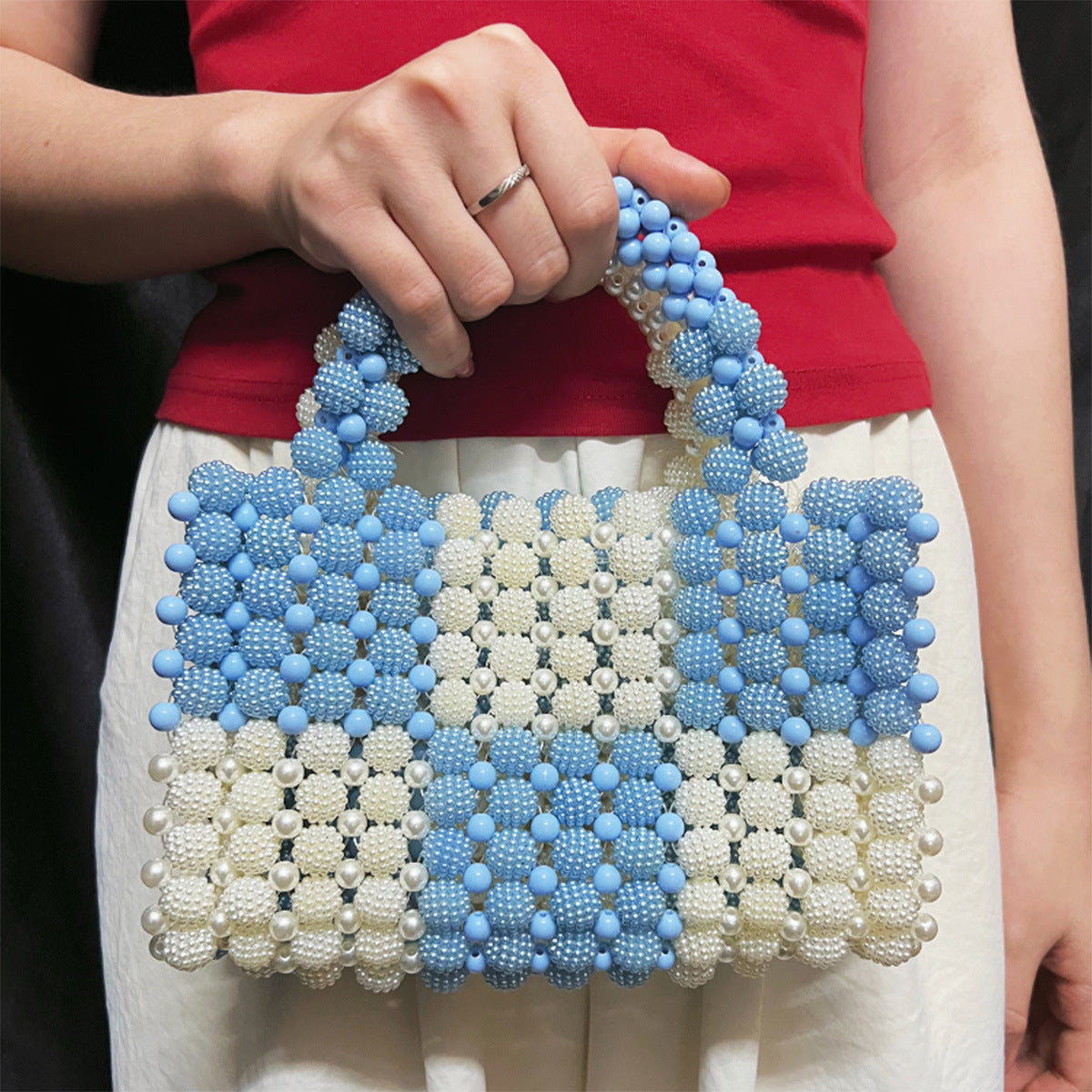 Handmade Beaded Waxberry Beads High-grade Niche Handbags