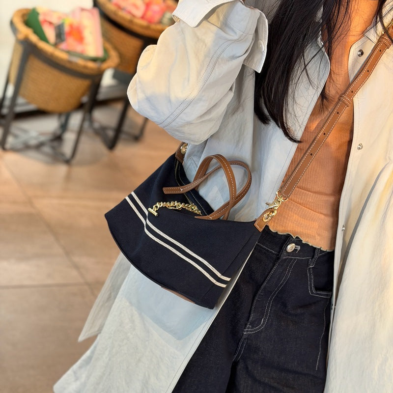 Women's Striped Denim Lightweight Light Luxury Women's Messenger Bag