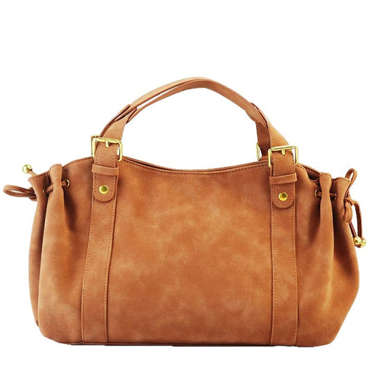 Women's Capacity Frosted Soft Leather Pleated Portable Shoulder Bags