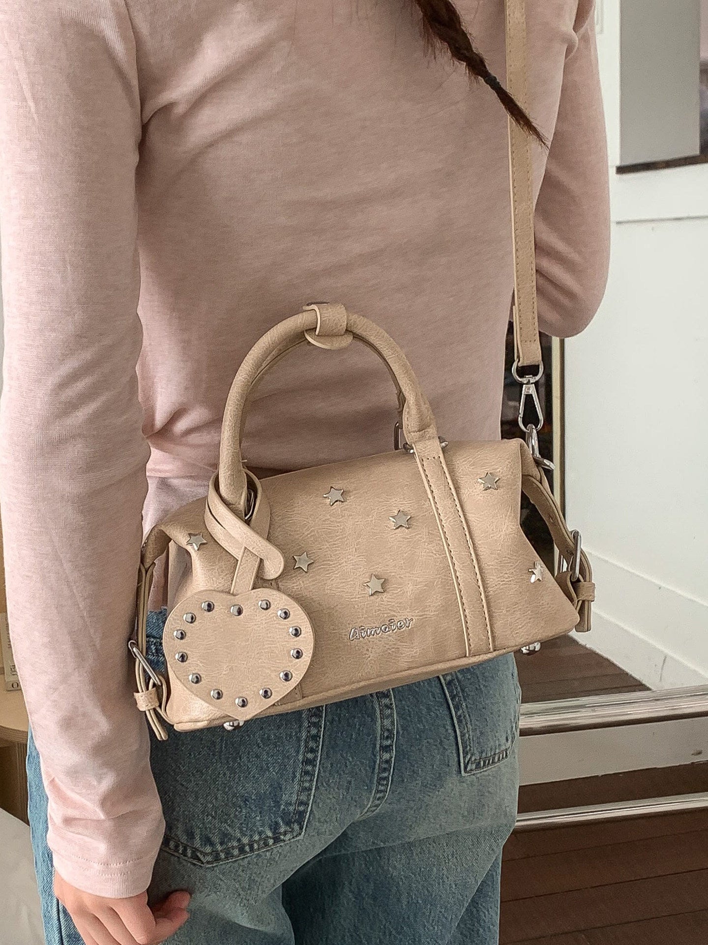 Women's Vintage Spring Fashion Studded Commuter Shoulder Bags