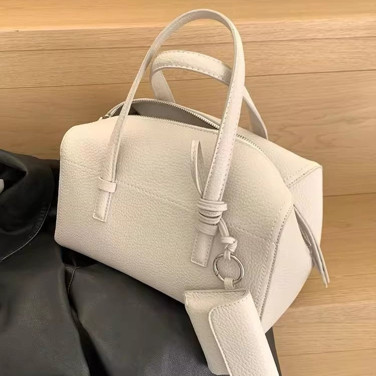Women's Simple Underarm Toast Cowhide Full Grain Leather Women's Messenger Bag