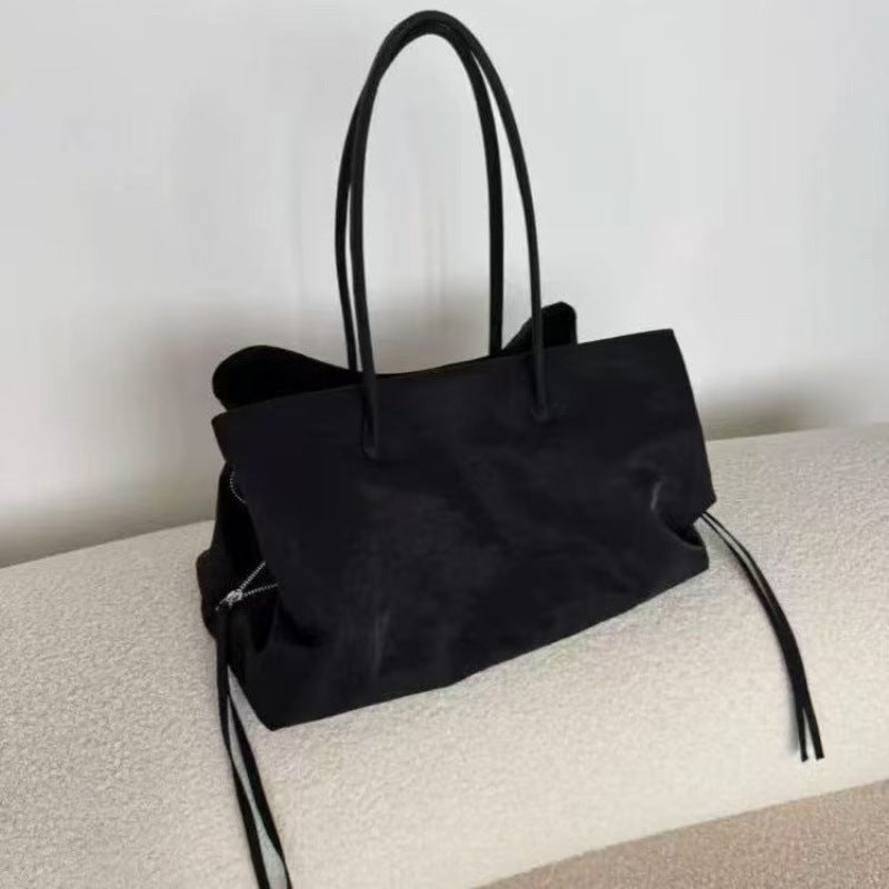 Women's & Men's Black Minimalist Large Capacity Totes Nylon Waterproof Gym Bags