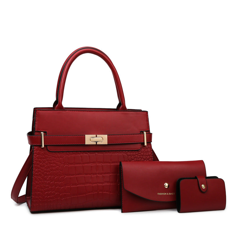 Women's Retro Textured Crocodile Pattern Three-piece Bags