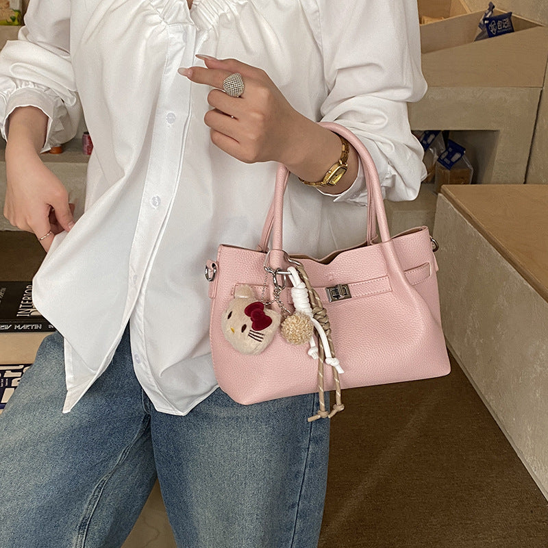 Women's Simple Lychee Pattern High-grade Soft Leather Bags