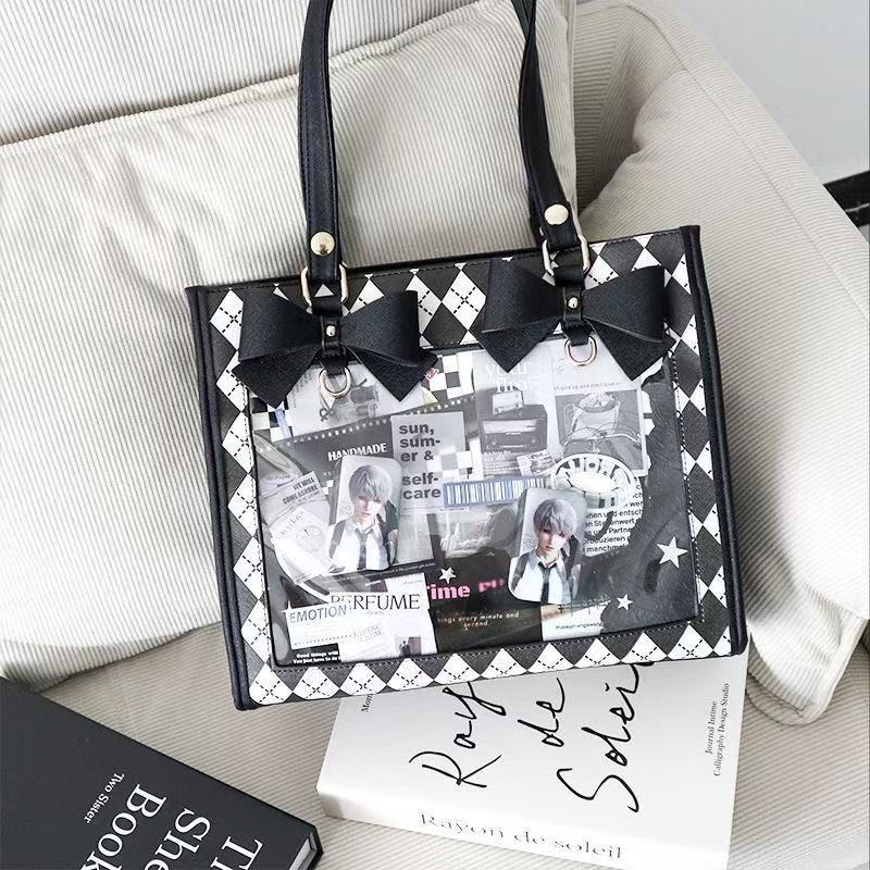 Wu Dong Shop Two-dimensional Bar Badge Transparent Cartoon Female Strawberry Women's Shoulder Bag
