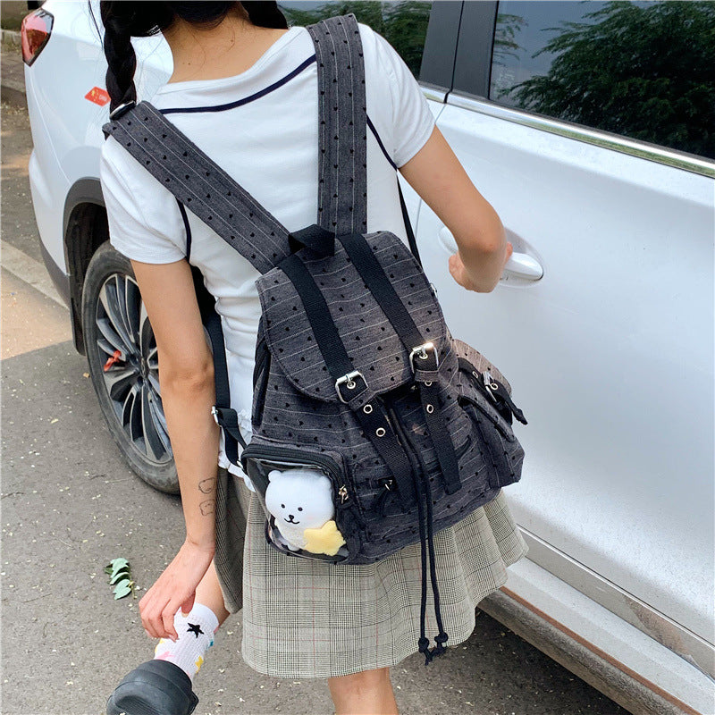 Korean Style Color Matching Polka Dot Design Backpacks