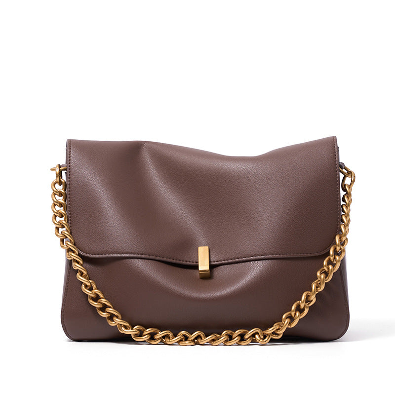 Cowhide Large Female Niche High-grade Chain Capacity Women's Shoulder Bag