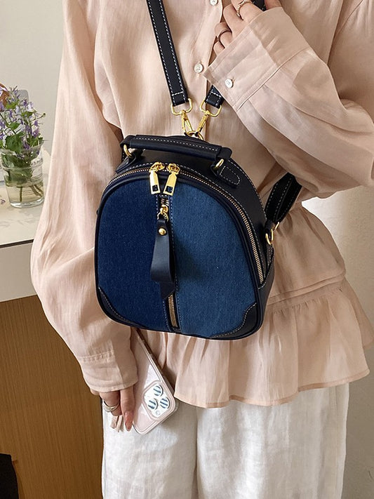 Women's Niche Denim Contrast Color Advanced Type Backpacks