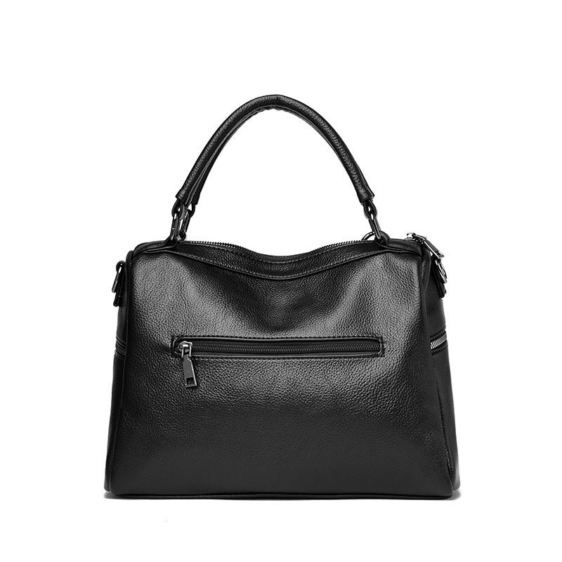 Women's Retro Leather Pattern Boston Fashion Genuine Exquisite With Women's Shoulder Bag