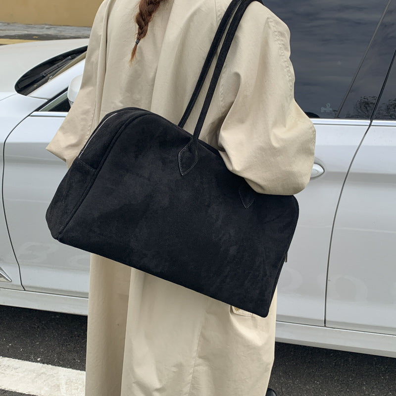 Women's Suede Frosted Vintage Boston Large Capacity Tote Bag