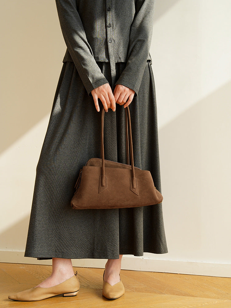 Style Niche First Layer Cowhide Underarm Fashion Irregular Loose Feeling Women's Handbag